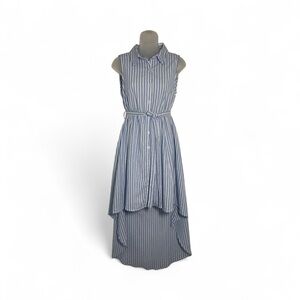 Hot & Delicious Blue Striped High-Low Dress